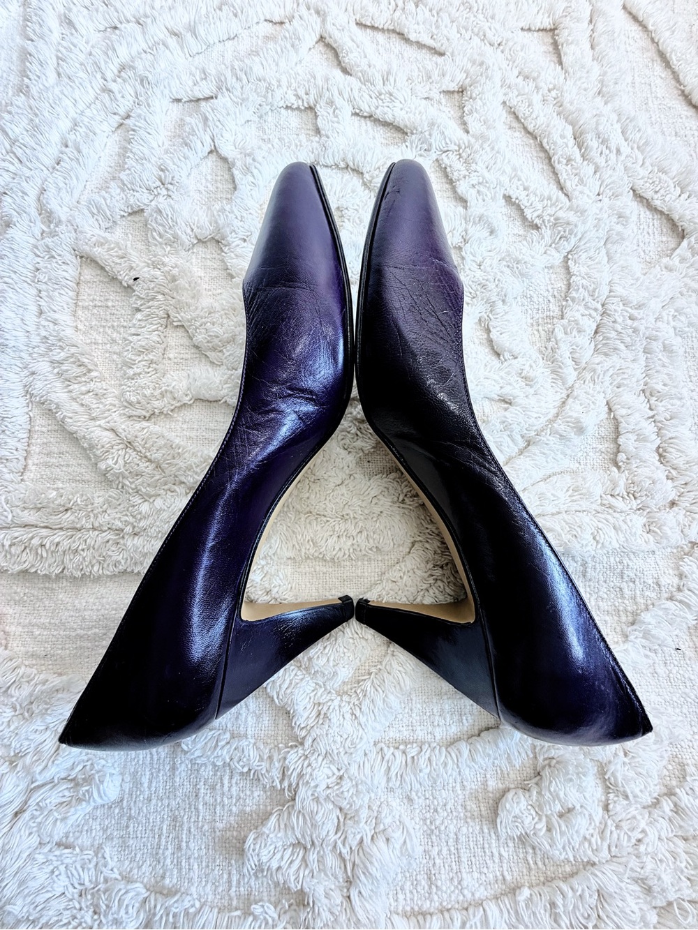 Nina Purple Genuine Leather Pointed Toe Pumps Heels Size 8 Made in Spain